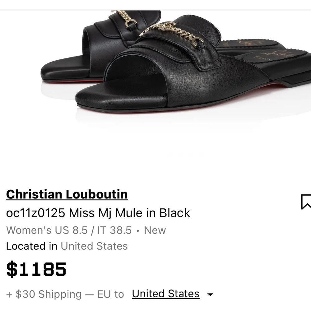 Christian Louboutin  Miss MJ Mule Slippers Red Sole with Black Edge - Picture 3 of 12